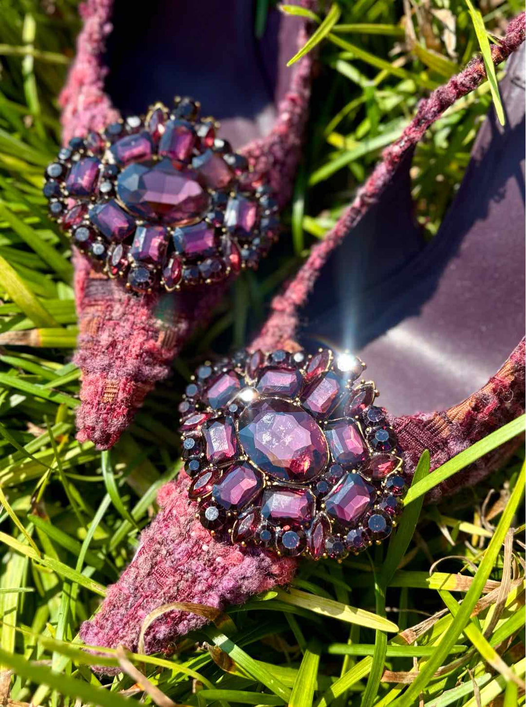Shoe Size 7.5 JEFFREY CAMPBELL Purple Print Tweed Pumps