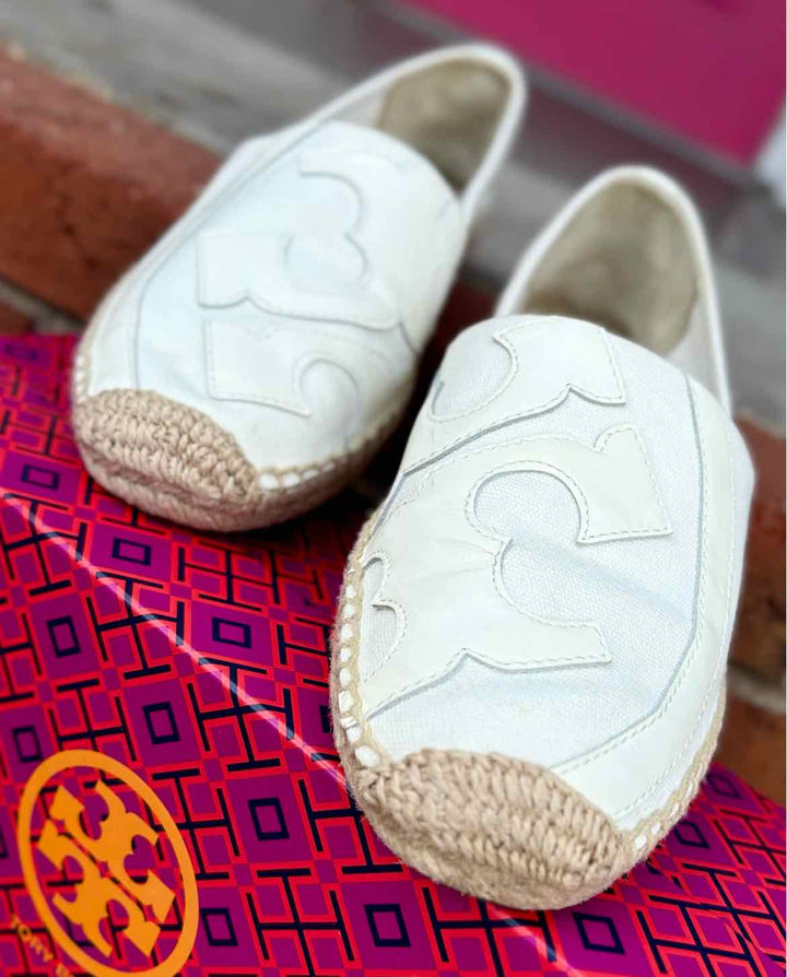 Shoe Size 9 Tory Burch Cream Canvas Sandals