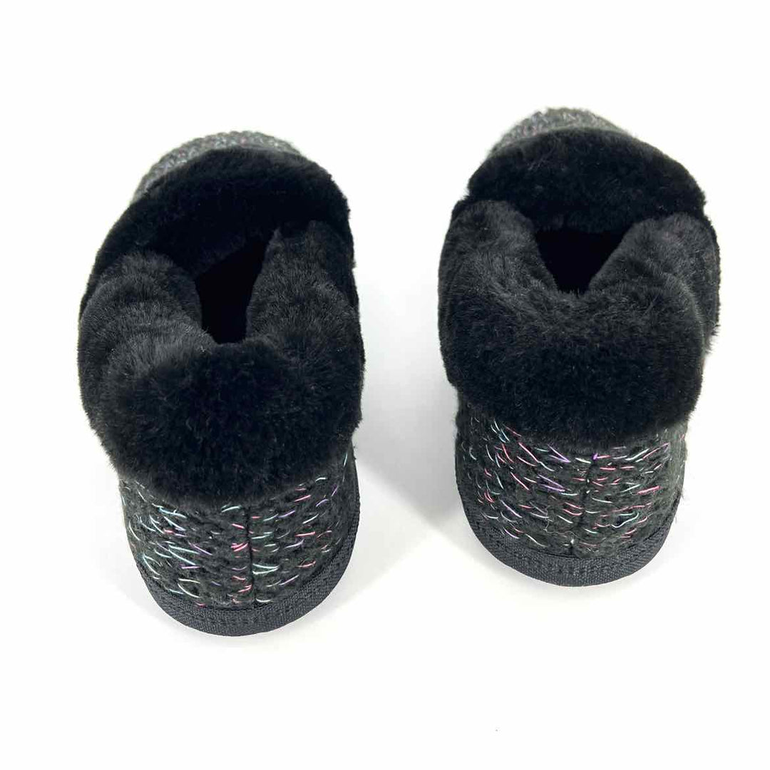Shoe Size 11 Sketchers Black Knit Faux Fur Slippers
