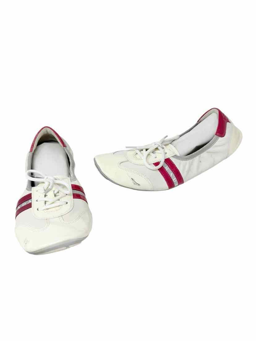 Shoe Size 38.5 PRADA White PATENT Luxury - Flats