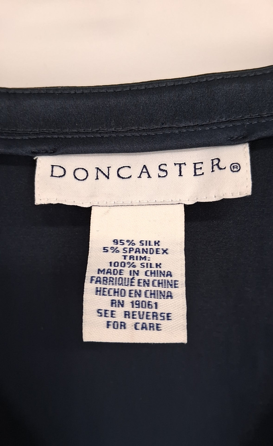Size 14 DONCASTER Navy Silk Shirt