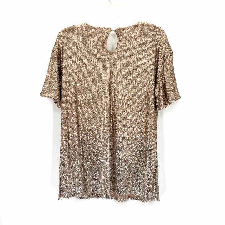 Size M CABLE & GAUGE Gold Sequined Shirt