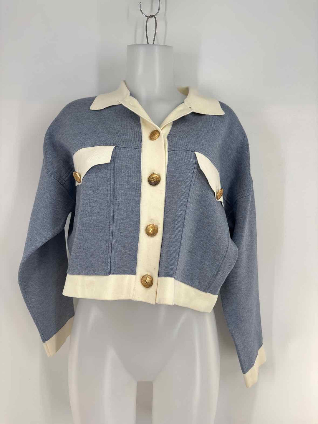 Size 40 SANDRO Blue Knit Cardigan