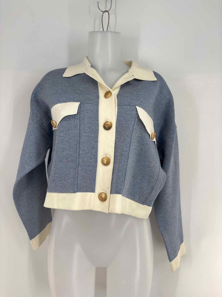 Size 40 SANDRO Blue Knit Cardigan