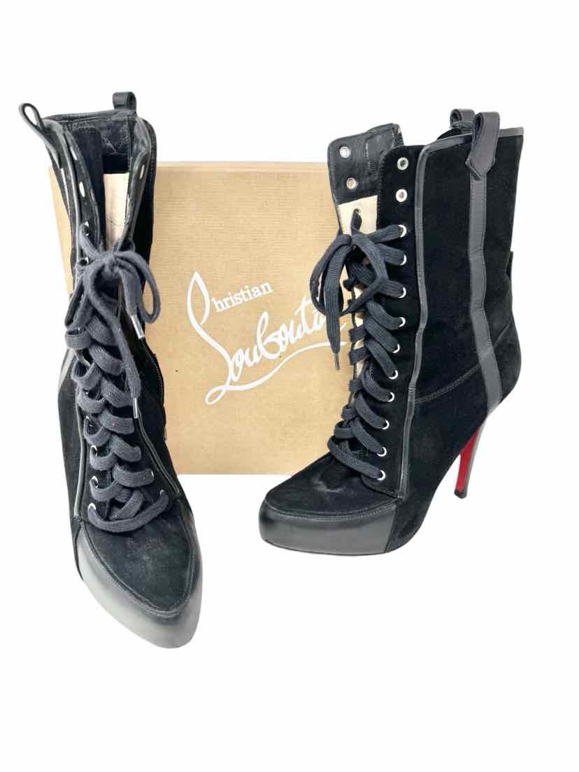 Shoe Size 37.5 CHRISTIAN LOUBOUTIN Black Suede Luxury - Boots