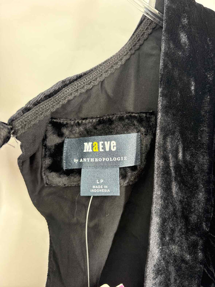 Size L Anthropologie Black Velour Dress