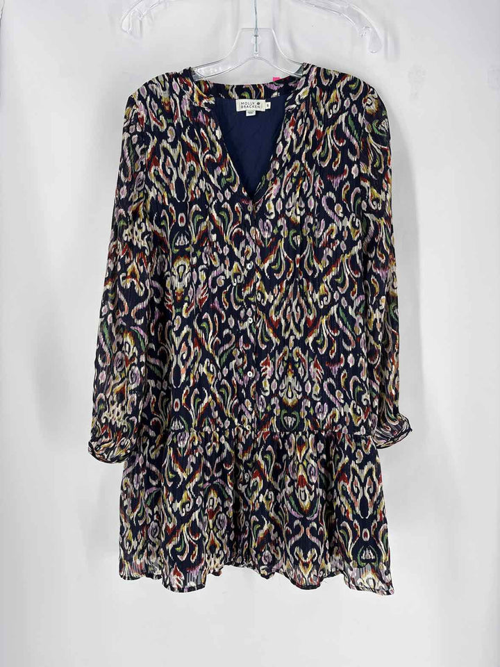 Size S MOLLY BRAKEN Navy Print Dress