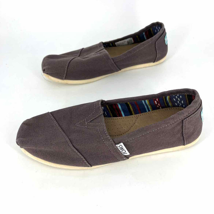 Shoe Size 6.5 Toms Brown Canvas Flats
