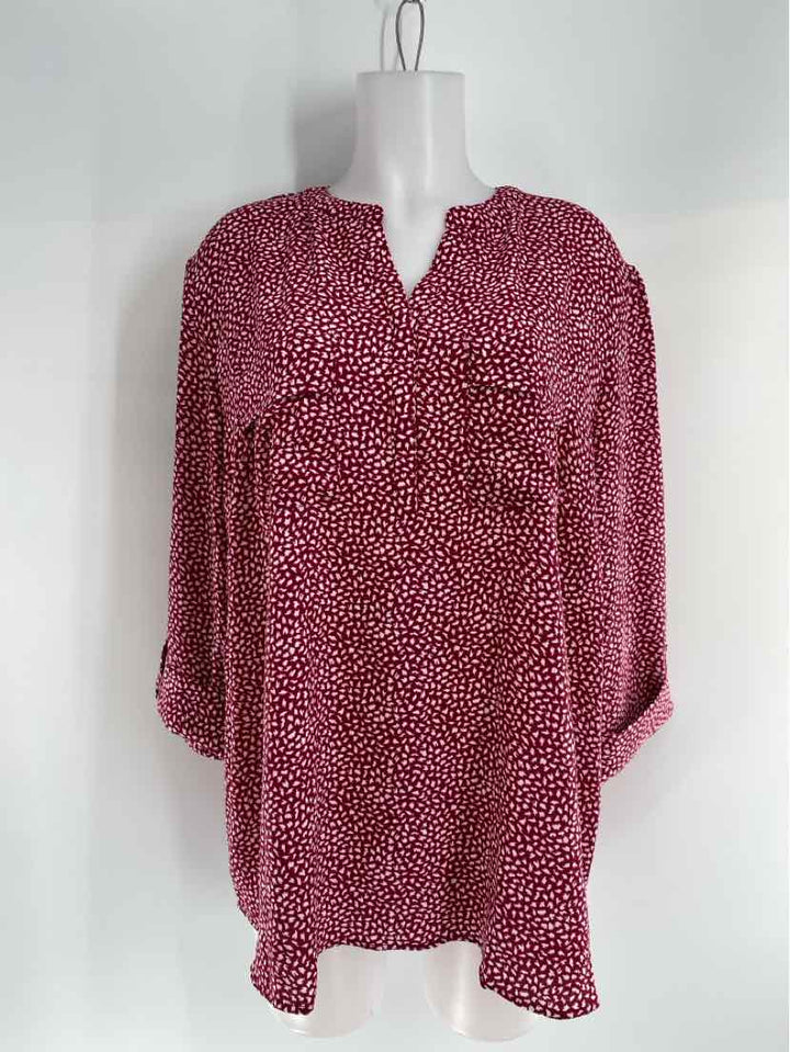Size 2X KIM ROGERS Burgundy Shirt
