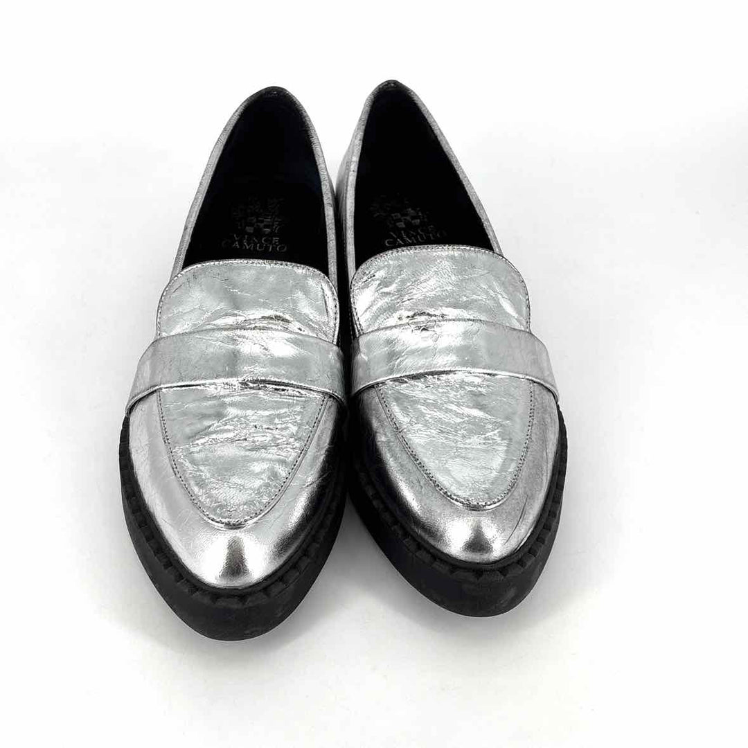 Shoe Size 10 Vince Camuto Silver Leather Loafers