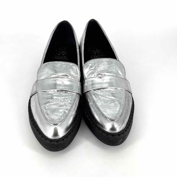 Shoe Size 10 Vince Camuto Silver Leather Loafers
