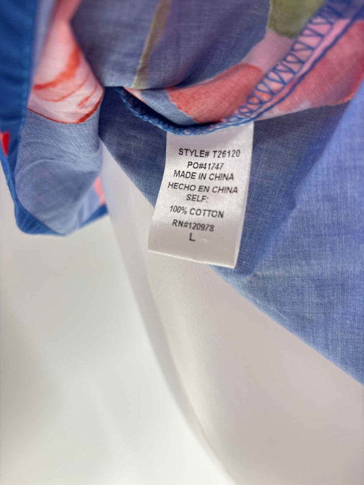Size L ENTRO Blue Print Shirt