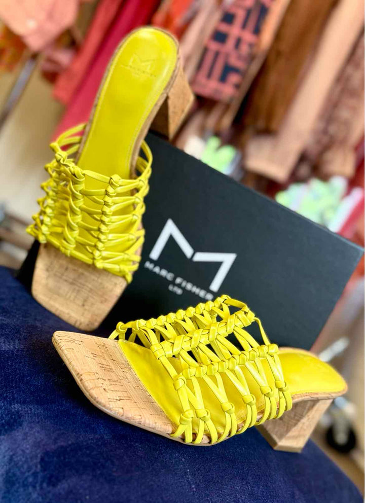 Shoe Size 9.5 MARC FISHER Yellow Leather Heels
