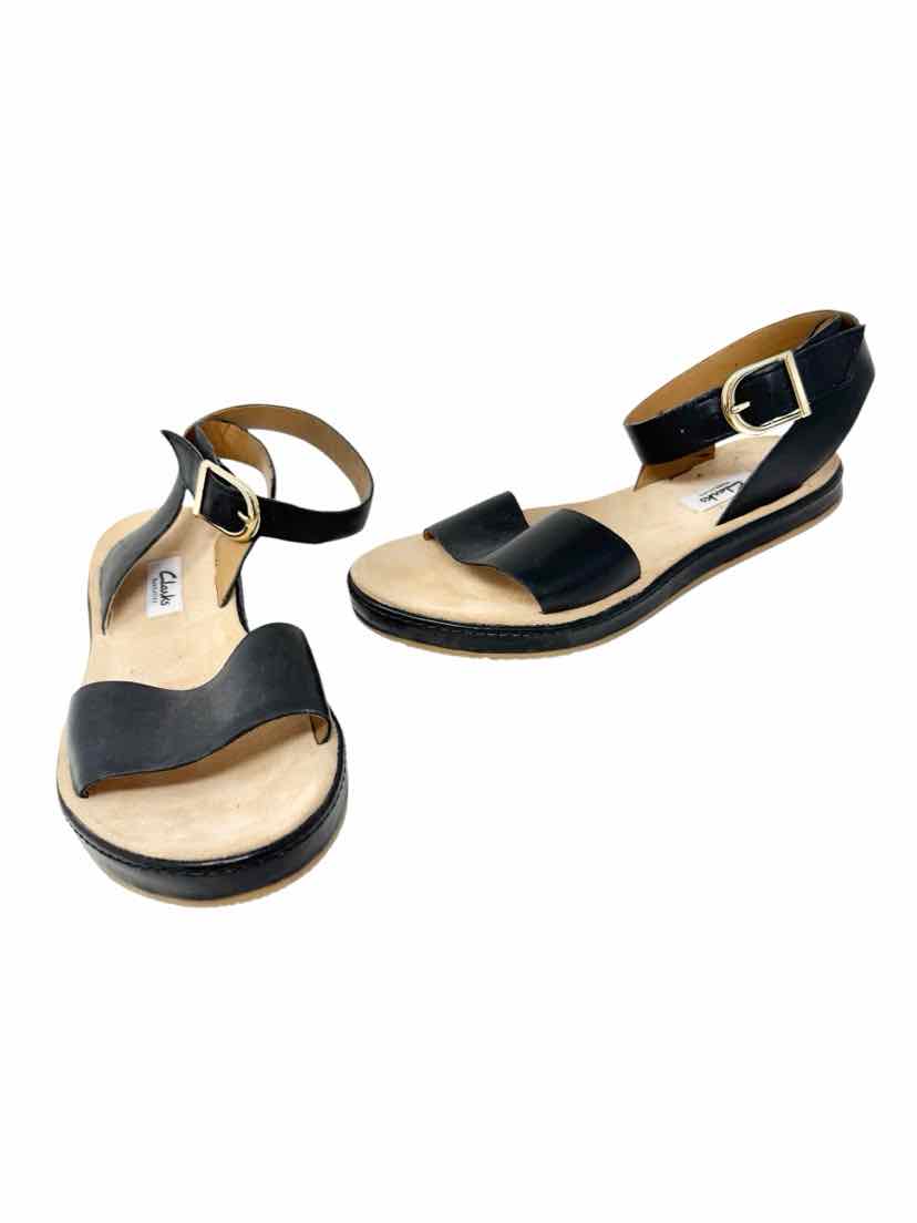 Shoe Size 7.5 CLARKS Black Leather Sandals