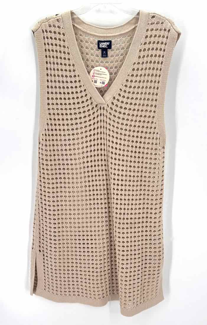 Size M LAND END Tan Knit Vest