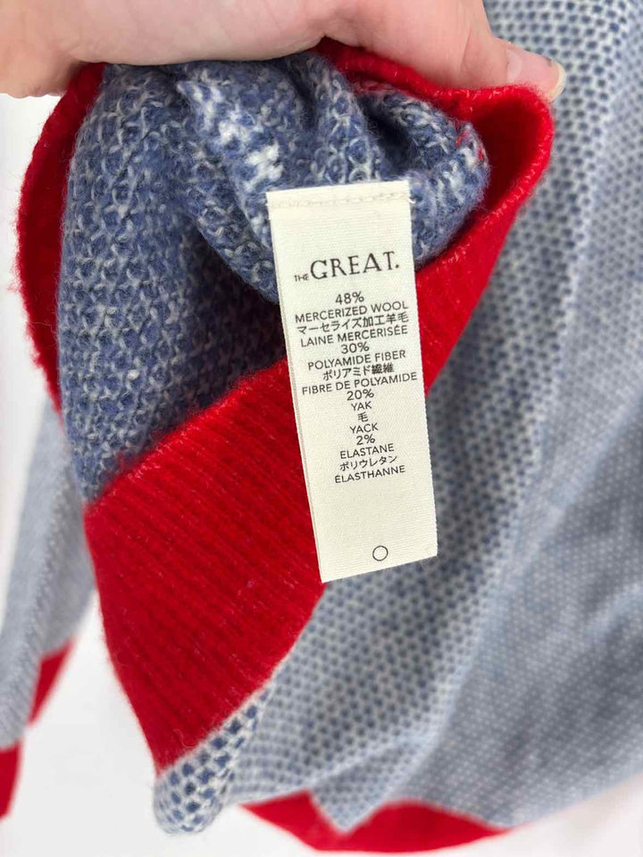 Size 2 THE GREAT Blue Print Sweater
