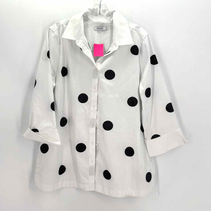 Size 12 Chico's White Print Shirt