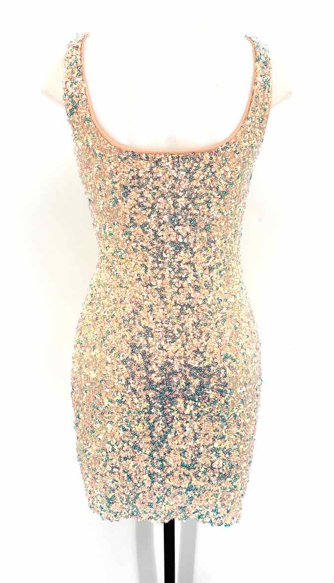 Size M FASHION NOVA Peach Sequined Dress