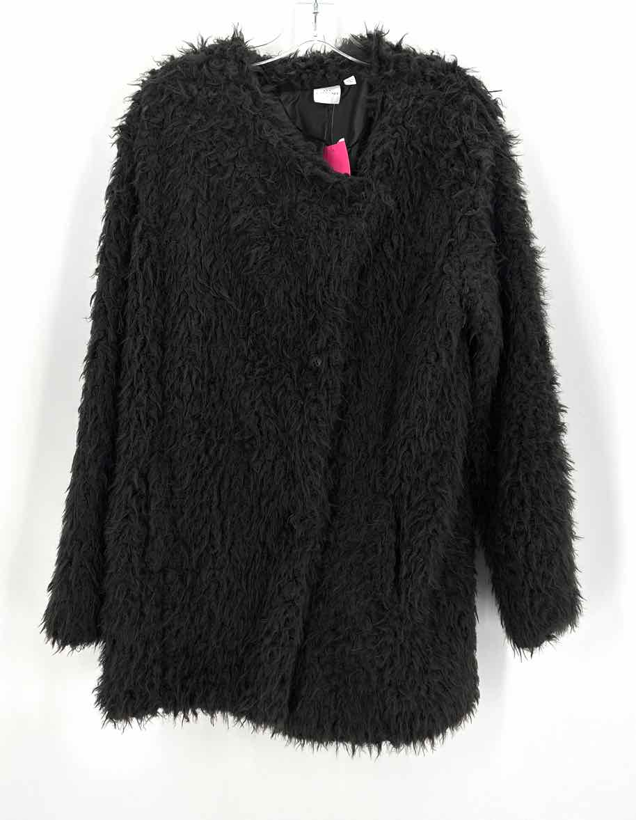 Size L NEW DIRECTION Black Faux Fur Coat