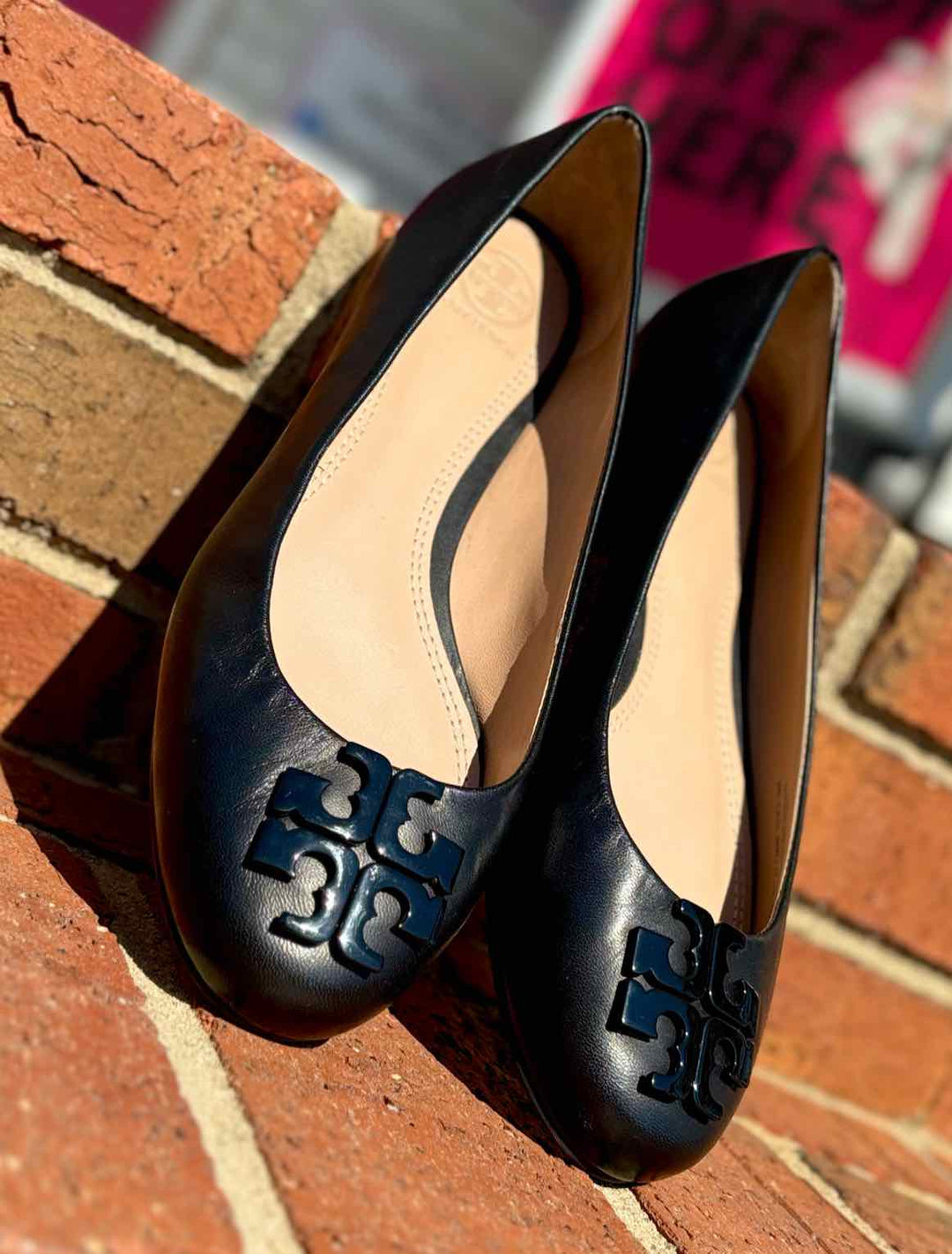 Shoe Size 8 Tory Burch Black Leather Flats