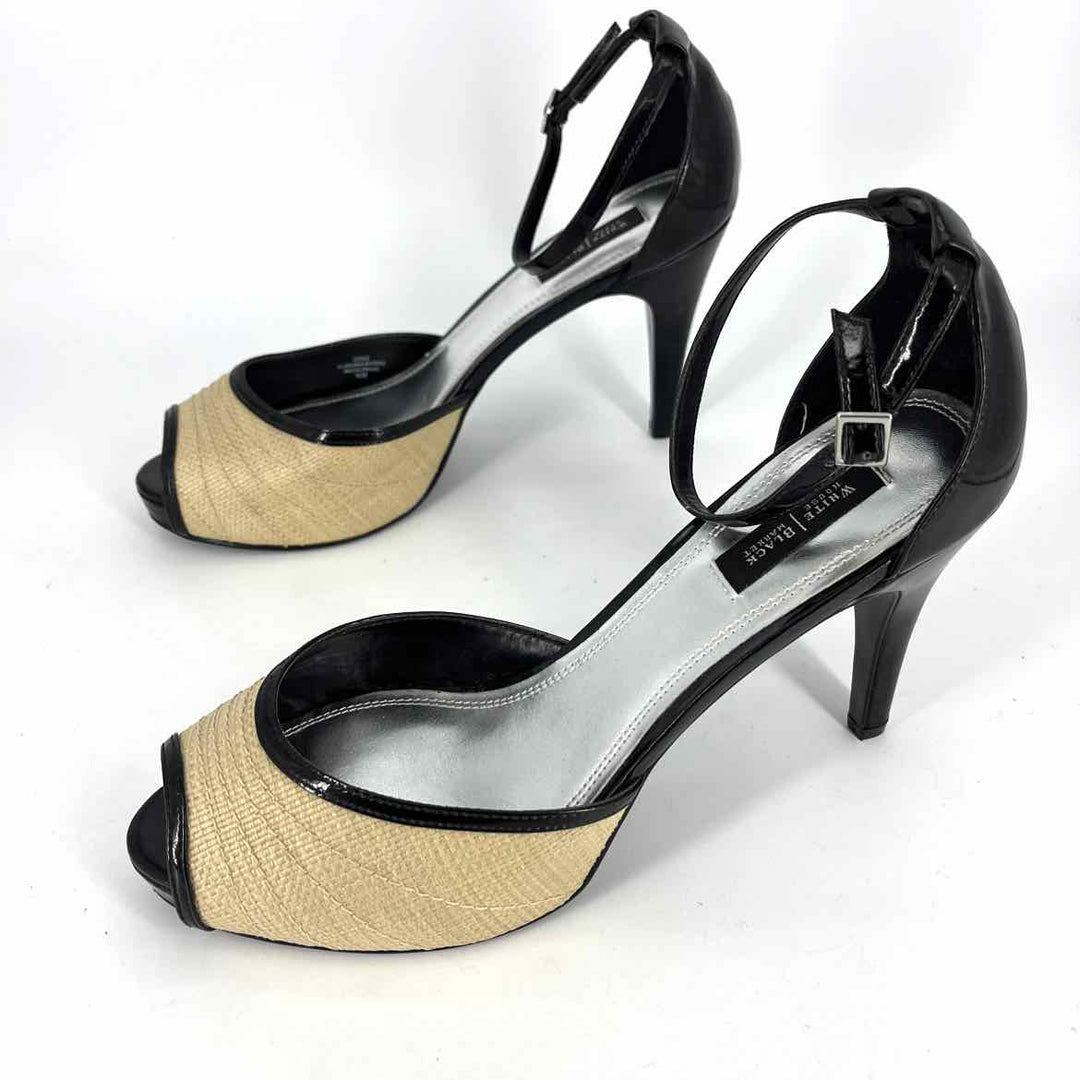 Shoe Size 9.5 White House Black Market Black PATENT Straw Pumps