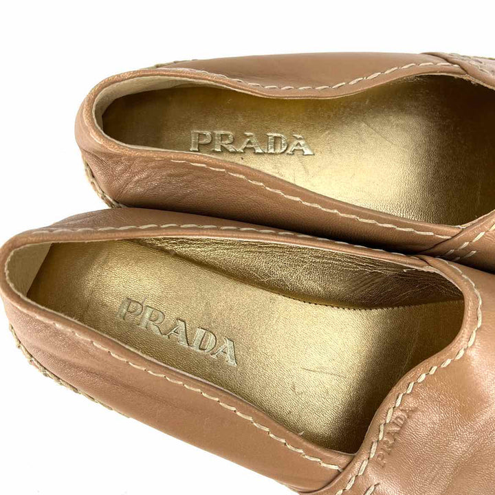 Shoe Size 5 PRADA Taupe Leather Sandals