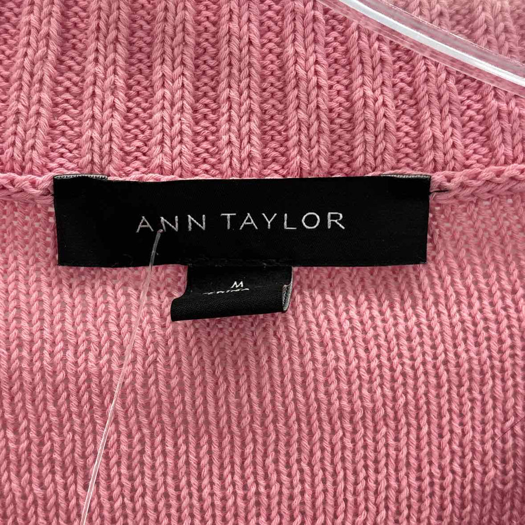 Size M Ann Taylor Pink Knit Cardigan