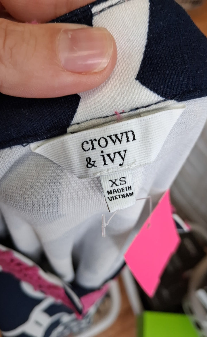 Size XS CROWN & IVY Navy Print Dress