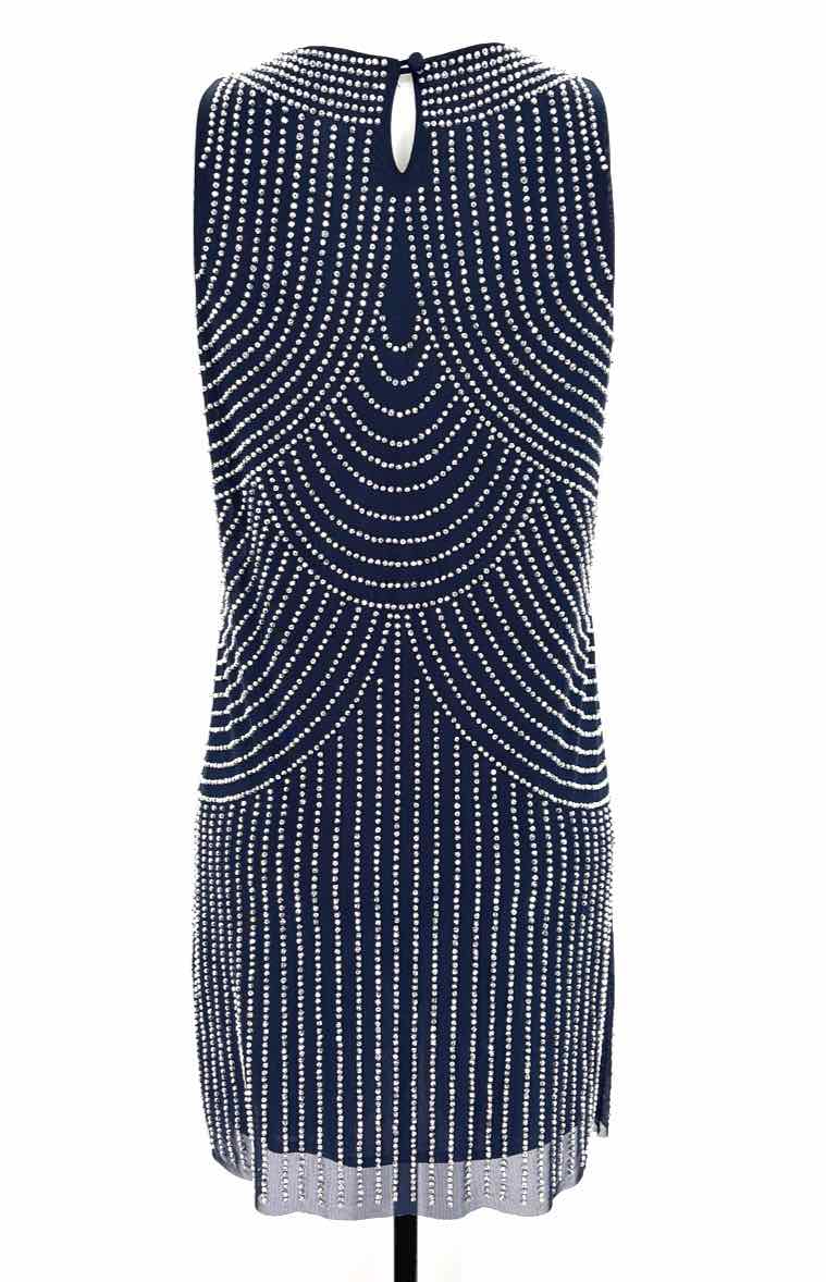 Size 4 Navy Mesh Rhinestone Dress