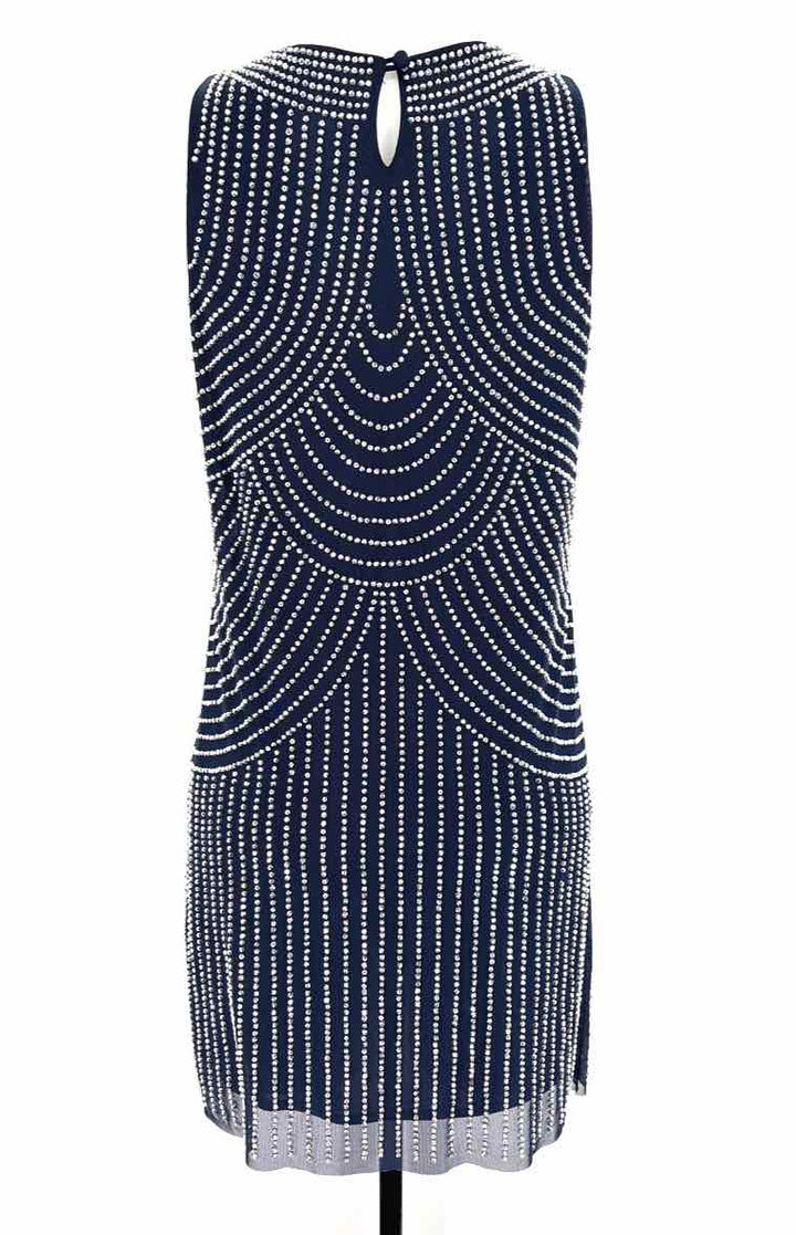 Size 4 Navy Mesh Rhinestone Dress