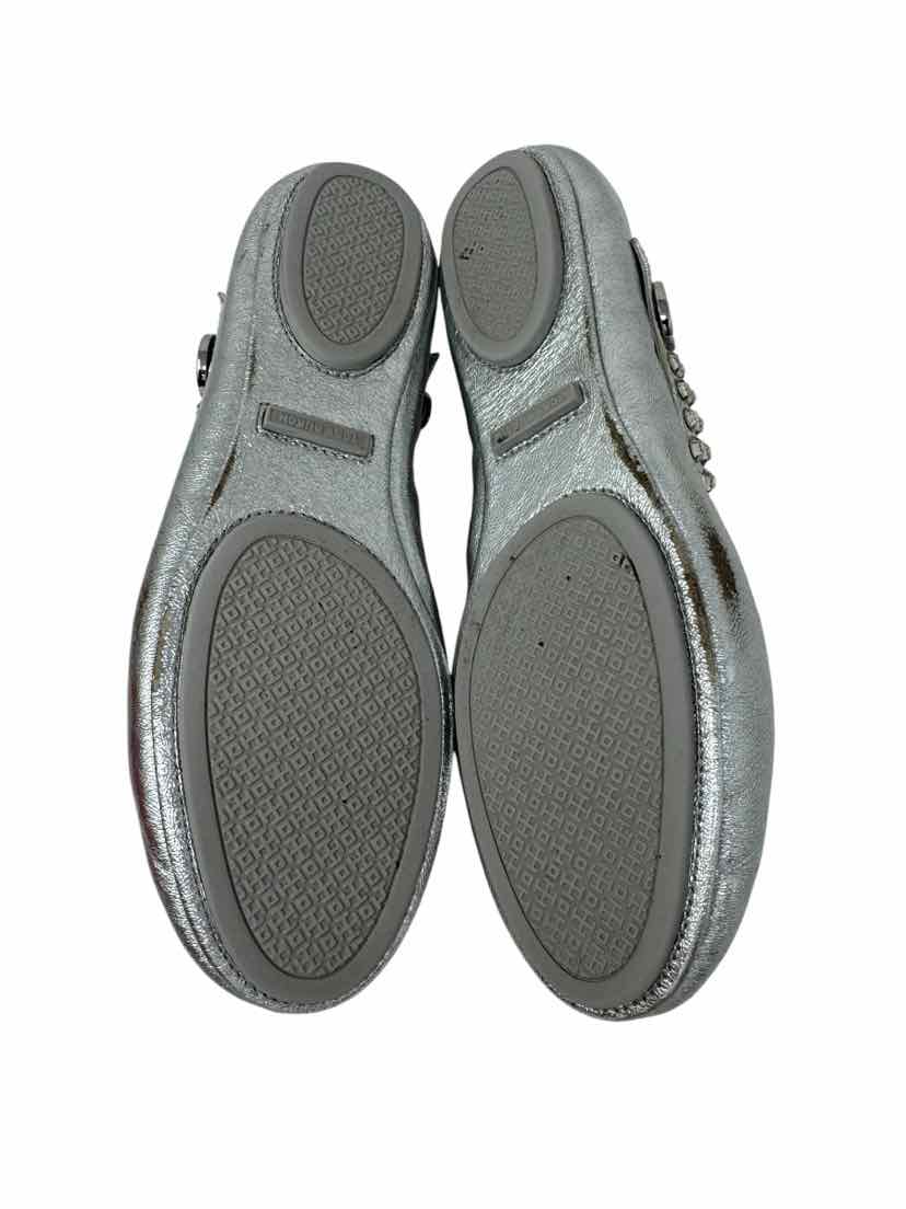 Shoe Size 9 Tory Burch Silver Leather Flats