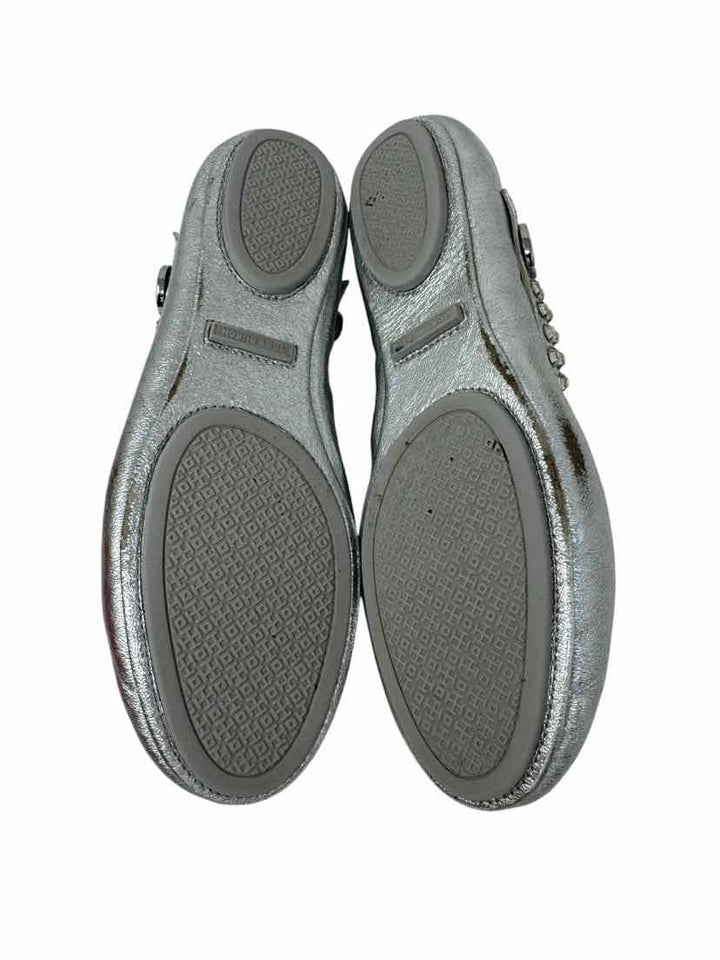 Shoe Size 9 Tory Burch Silver Leather Flats