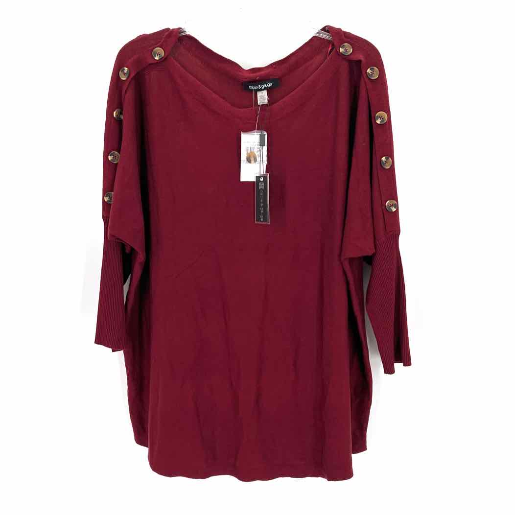 Size 1X CABLE &amp; GAUGE Burgundy Sweater