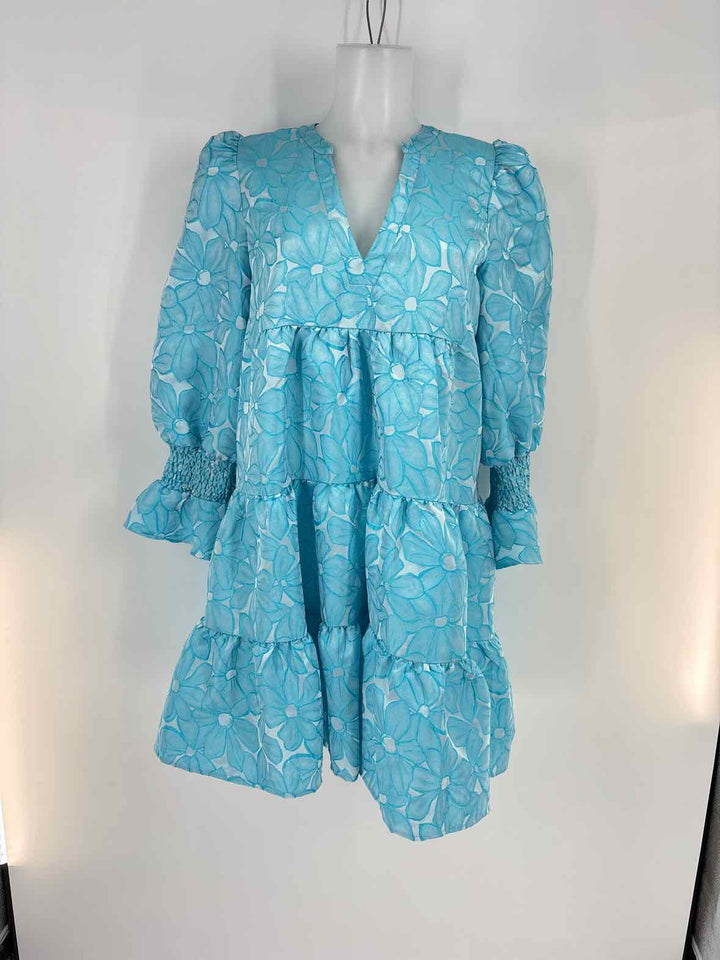 Size L POMANDER PLACE Blue Print Dress