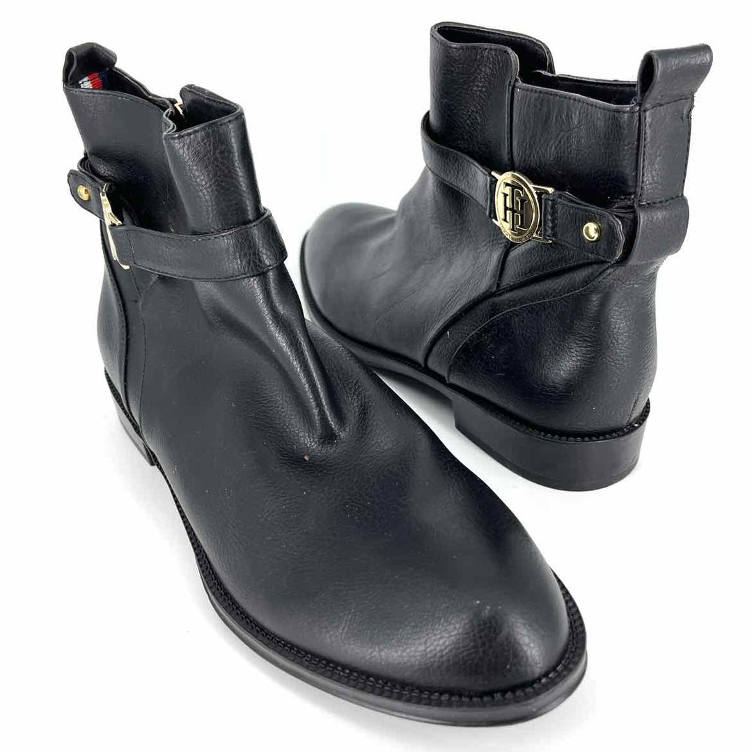 Shoe Size 10 TOMMY HILFIGER Black Leather Boots