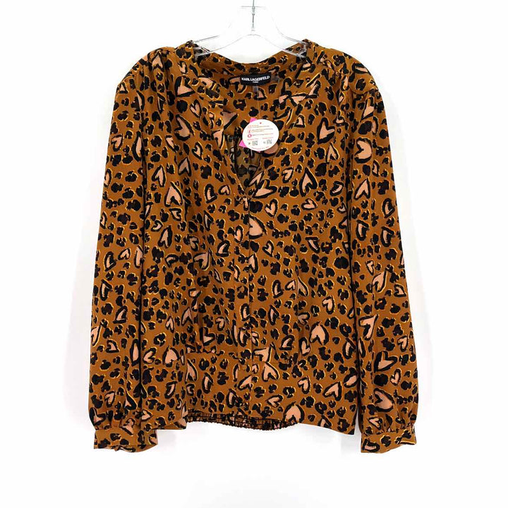 Size L KARL LAGERFELD Brown Print Shirt