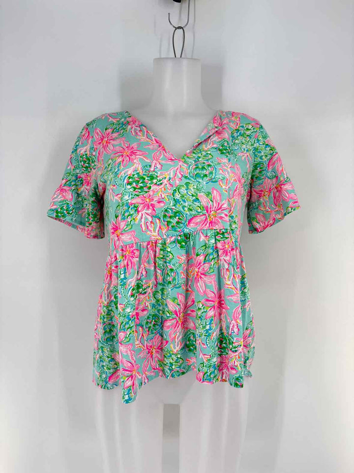 Size S Lilly Pulitzer Green Print Shirt