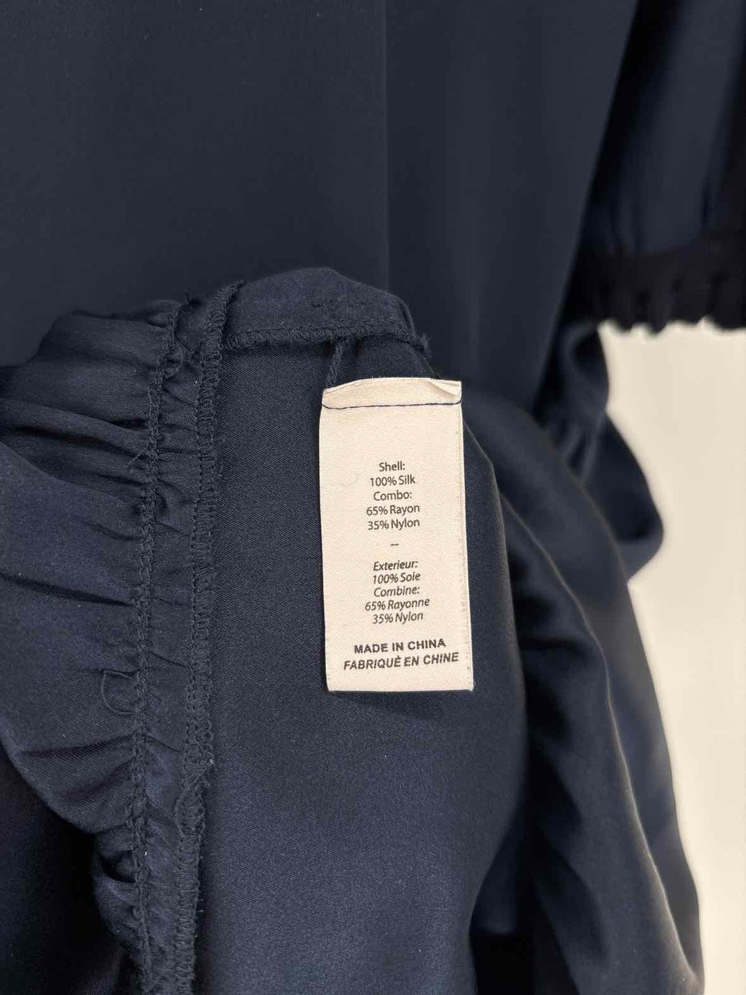 Size M CINQ DE SEPT Navy Silk Dress