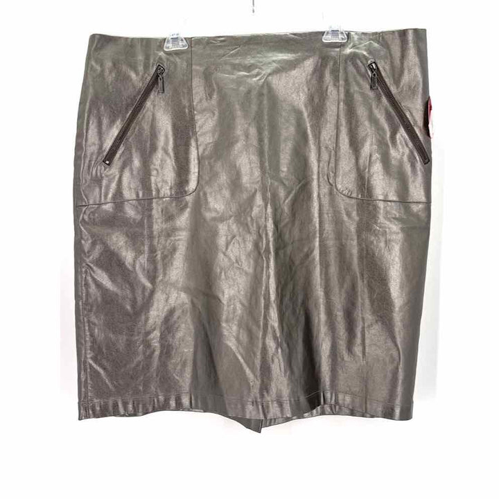 Size 24 Pewter Faux Leather Skirt