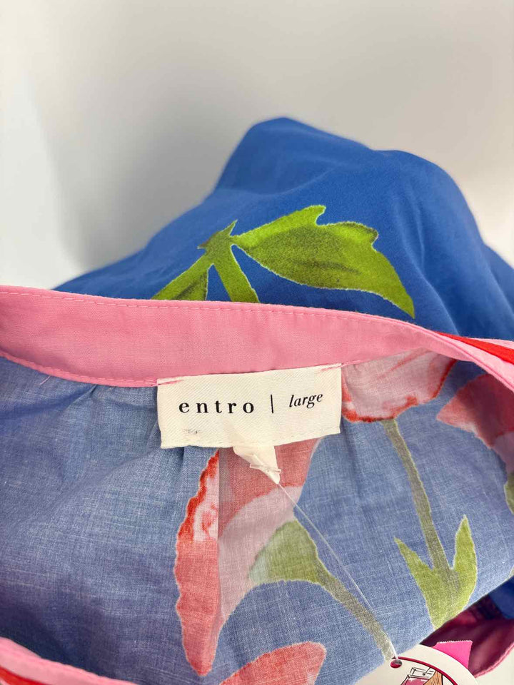 Size L ENTRO Blue Print Shirt