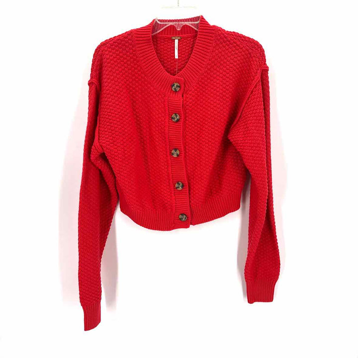 Size S FREE PEOPLE Red Knit Cardigan