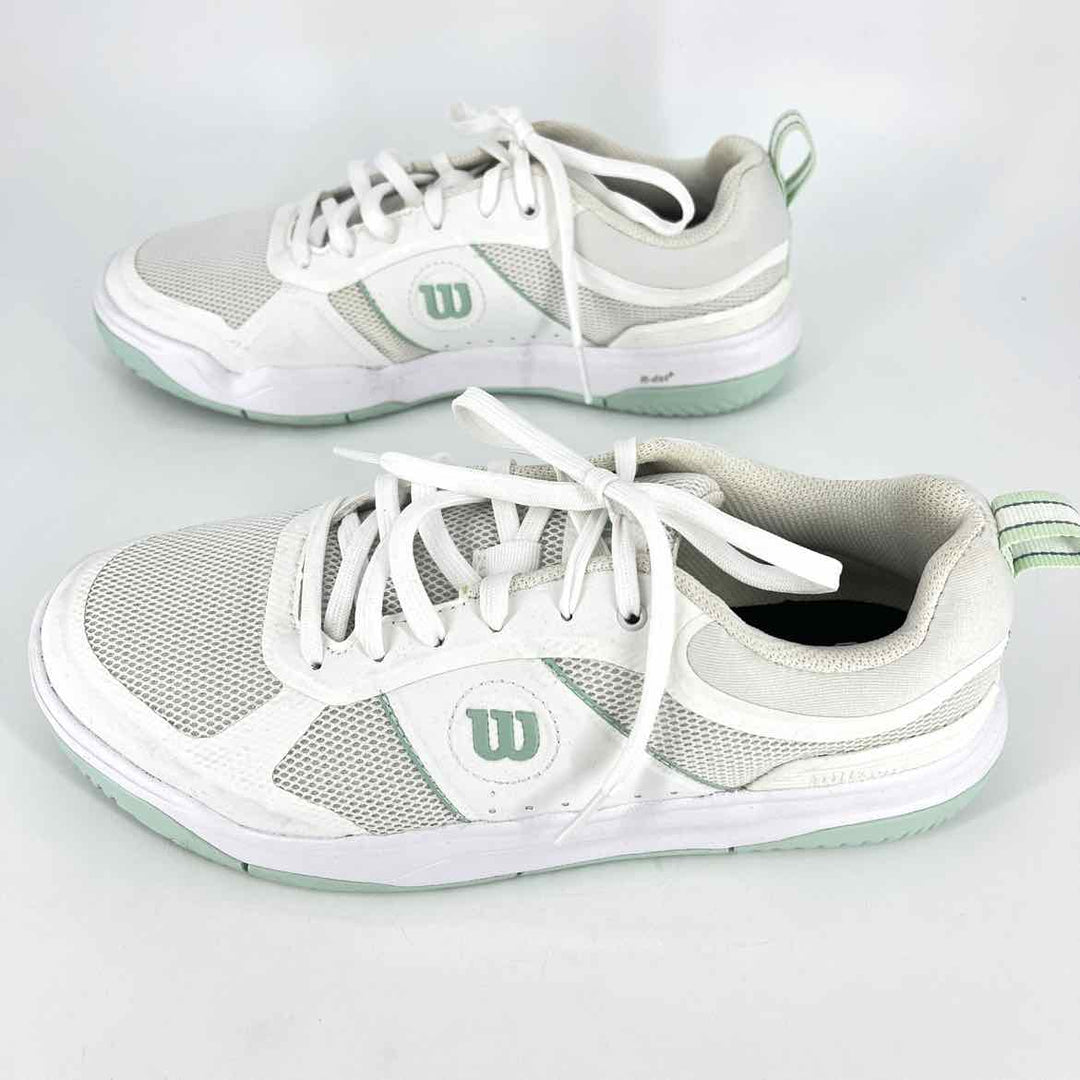 Shoe Size 8.5 White Faux Leather Mesh Sneakers