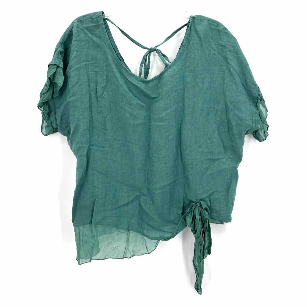Size XL BELLE FRANCE Green Linen Vest