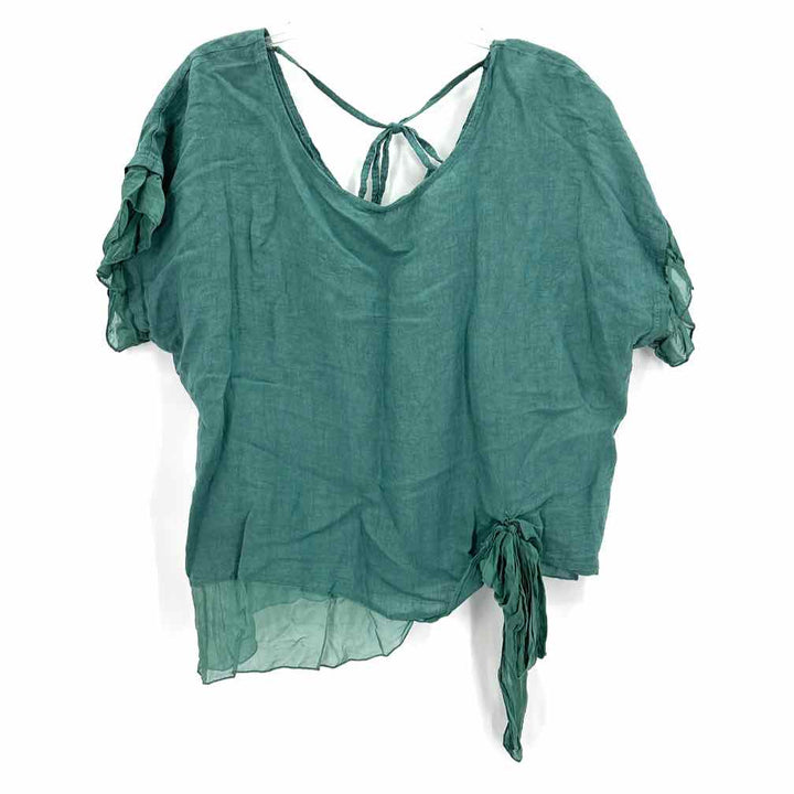 Size XL BELLE FRANCE Green Linen Vest