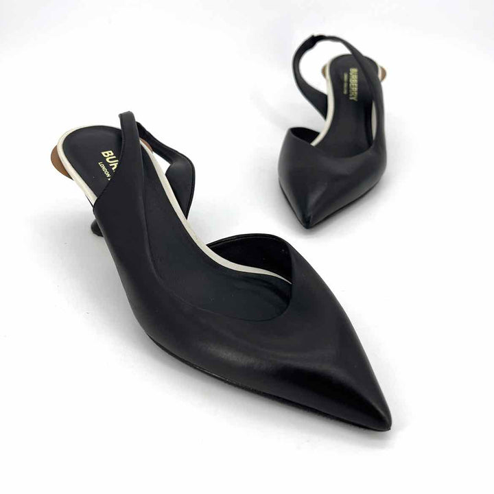 Shoe Size 35 Burberry Black Leather Luxury - Pumps