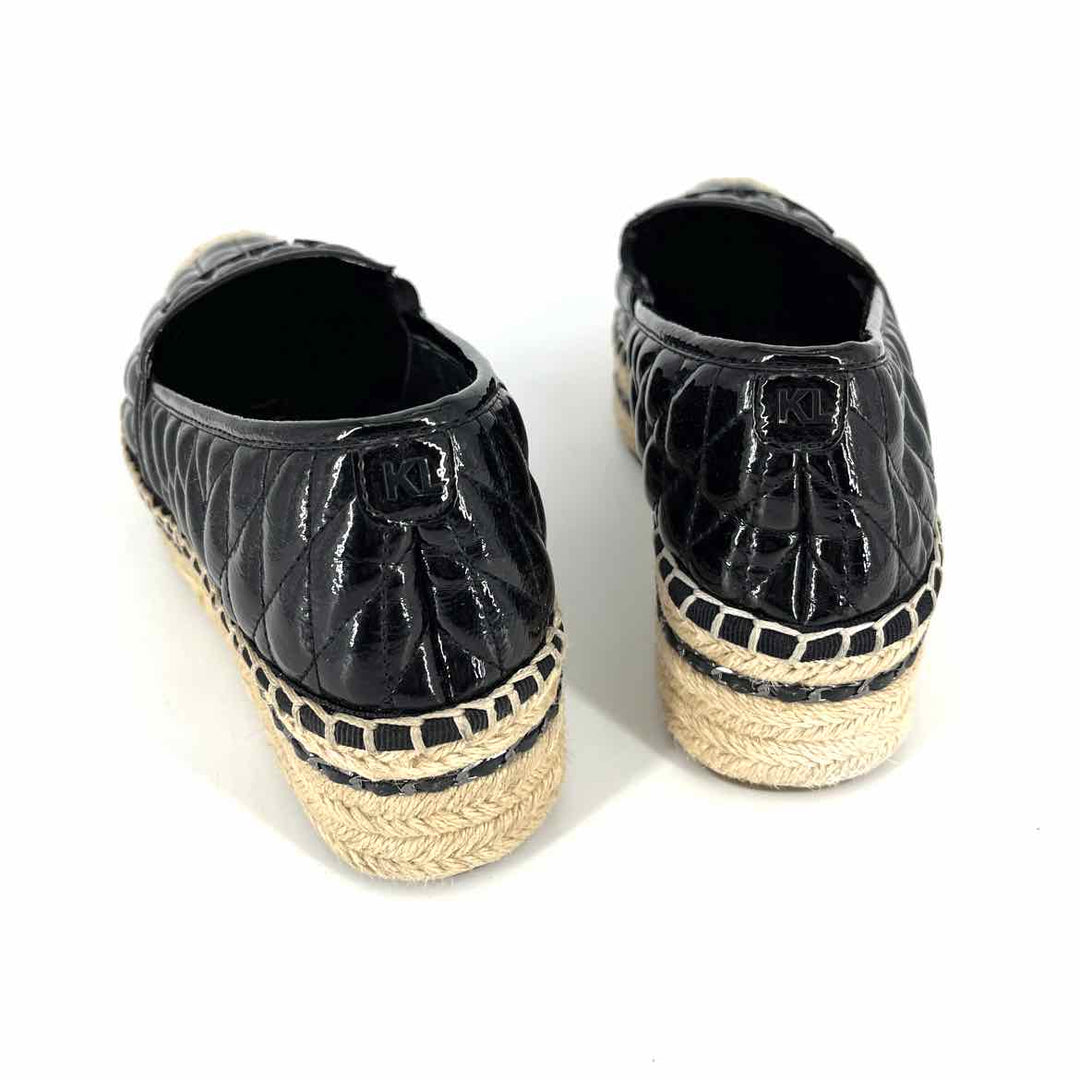 Shoe Size 7 KARL LAGERFELD Black Leather Quilted Flats