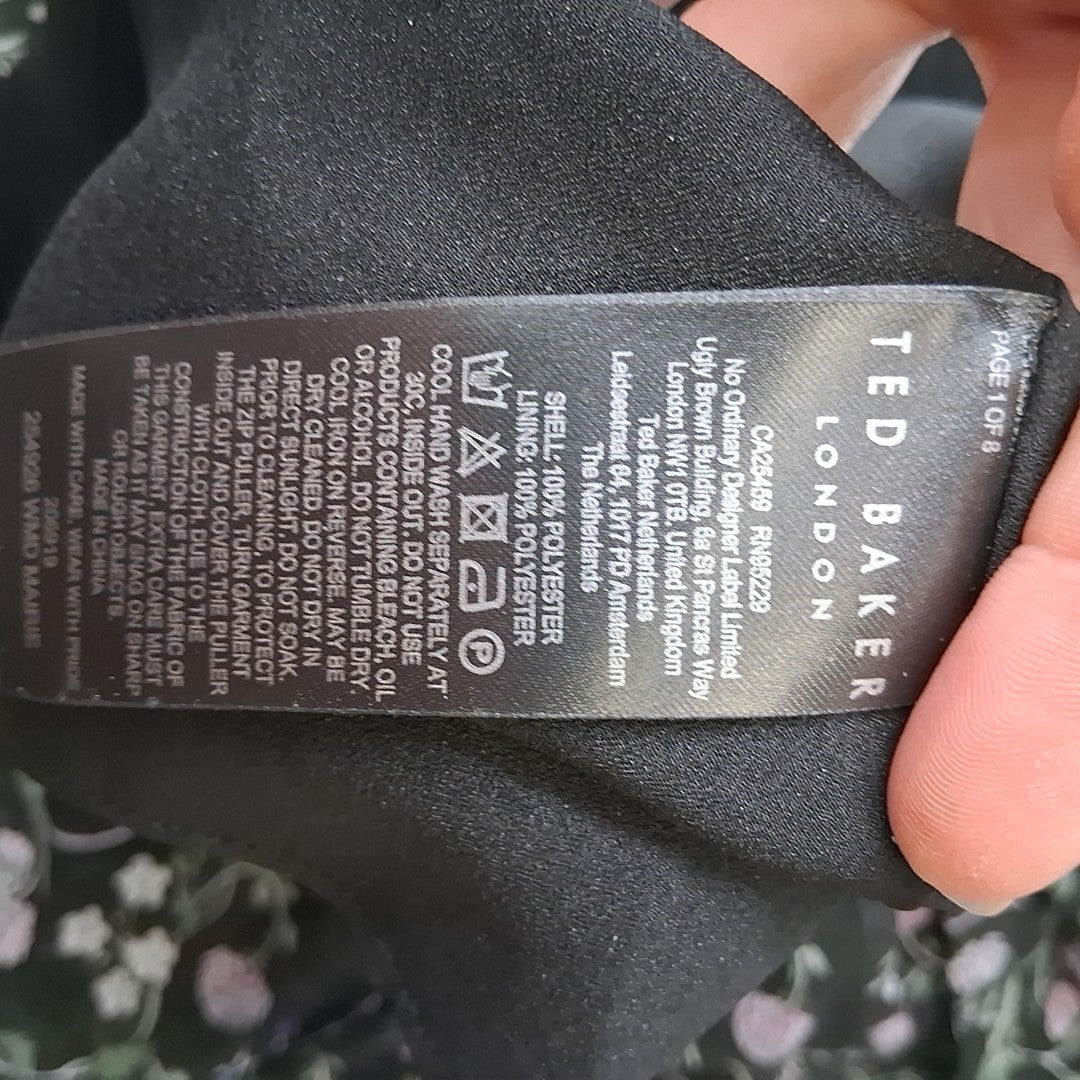 Size 2 TED BAKER Black Print Dress