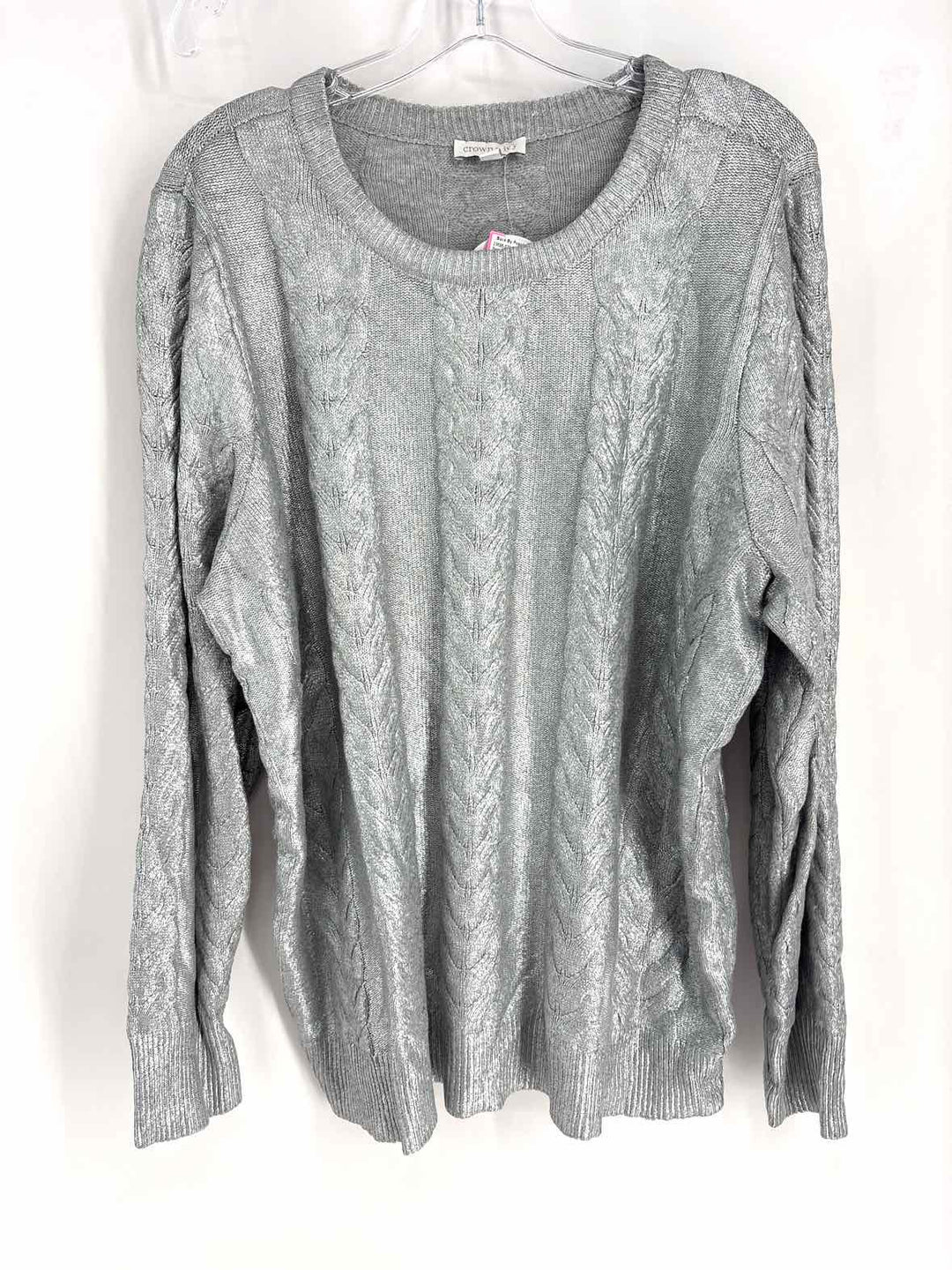 Size 2X CROWN &amp; IVY Silver Knit Sweater
