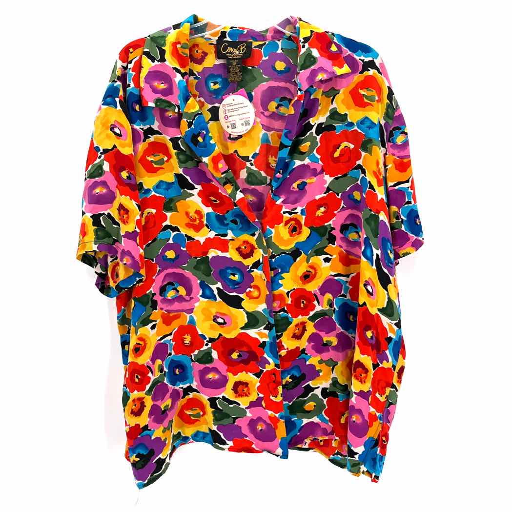 Size 2X Multi-Color Silk Shirt