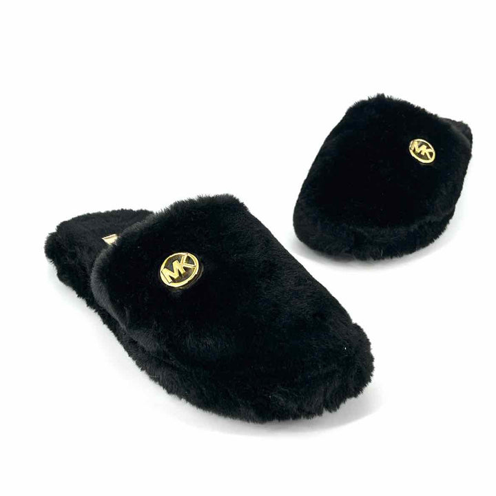 Shoe Size 9 Michael Kors Black Faux Fur Slippers
